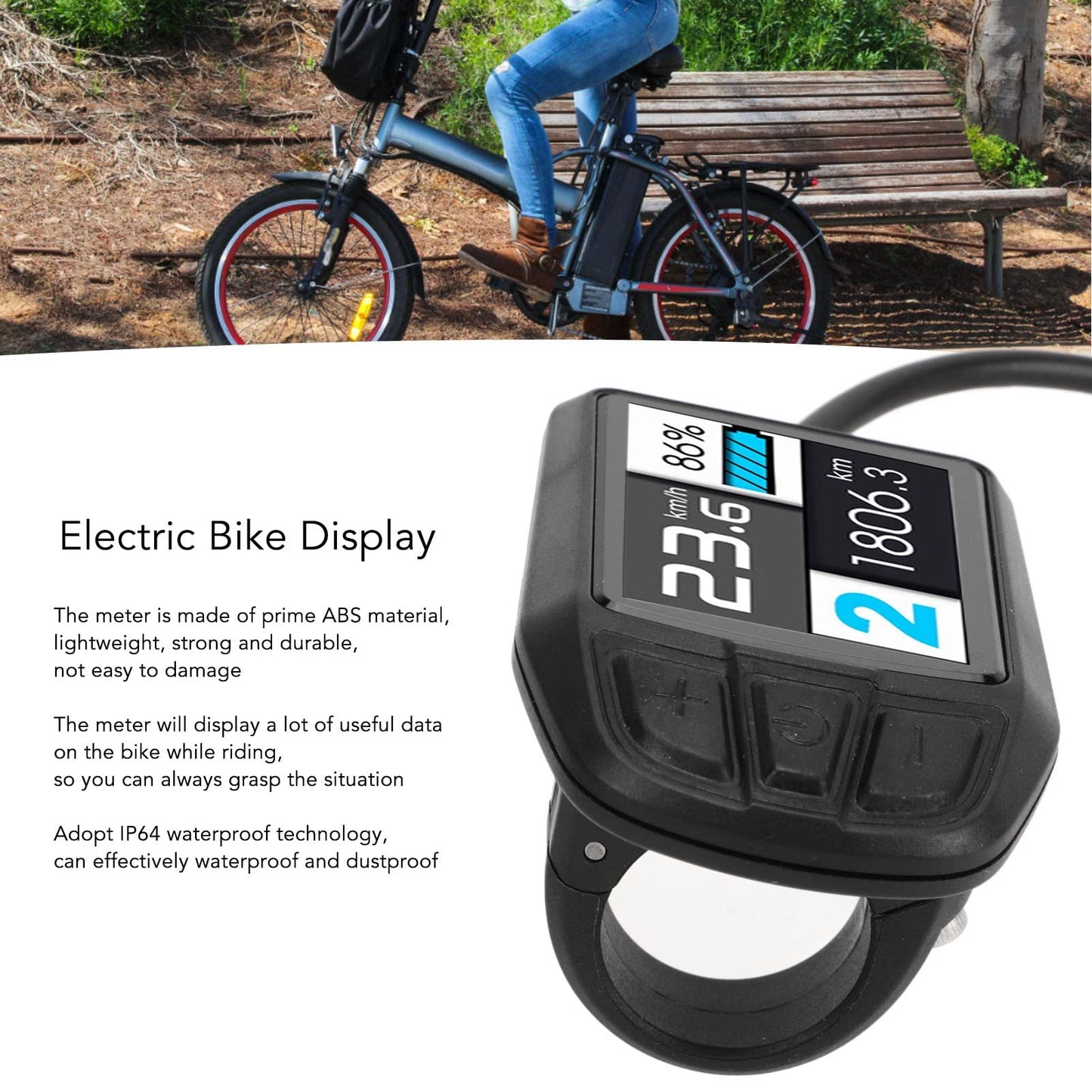 2023 Upgraded 22.2mm Colorful E Display, IPX64 and Computer, UKC3 ABS Multifunction LCD Display Meter, Assisted Conversion Accessories