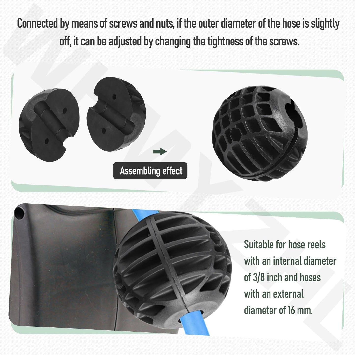 16mm Hole Ball Stopper for 3/8" ID Spring Driven Air Hose Reel - Prevents Tangling and Damage, Adjustable Hose Bumper, Fits Auto Rewind Retractable Hose Reel Need to Screw Tightl
