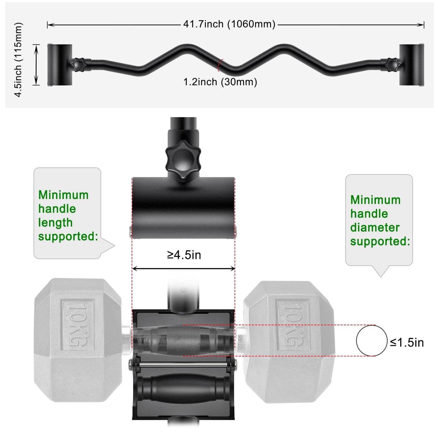 Kipika Adjustable Dumbbell to Barbell Converter - EZ Curling Bar Adapter - Versatile Weightlifting Equipment for Home Gym - Fits Standard Dumbbells - Holds up to 100 lbs per side