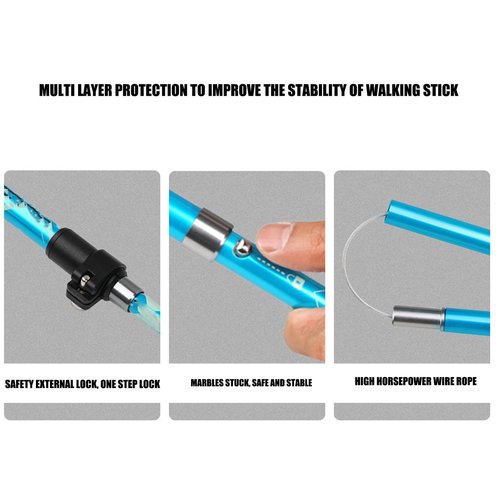 Topyond Trekking Poles, Outdoor Hiking Poles, Telescopic Collapsible Aluminium Alloy Walking Stick, Unisex Collapsible Hiking Poles with Mud Rest and Storage Bag for Camping, Climbing (Sky Blue)