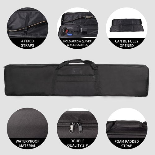 SPG Archery Recurve Bow Case for Longbow and Traditional Bow, 2 Sizes Longbow Bag Full Length Traditional Recurve Bow Cases for Youth and Adults with Pocket to Store Arrow Quiver (68 Inch)