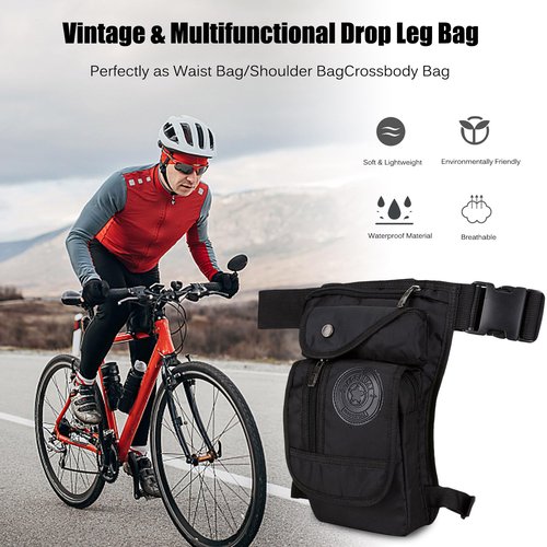 FANDARE Thigh Drop Leg Bag Military Tactical Drop Leg Pouch Bag Waist Pack Bumbags Sling bag Motorcycle Chest Shoulder Crossbody Bag for Hiking Cycling Travel Outdoor Cover PackBlack