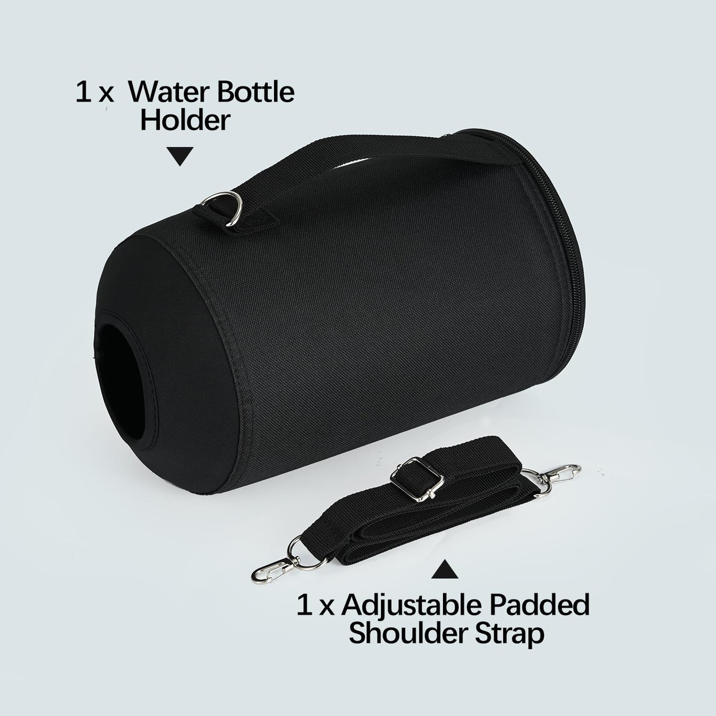 RAYMYLO Water Bottle Holder Carrier Bag Crossbody with Adjustable Shoulder Strap, 64 128 oz Sports Water Bottle Sleeve Accessories for Biking Hiking Travelling Camping, Black