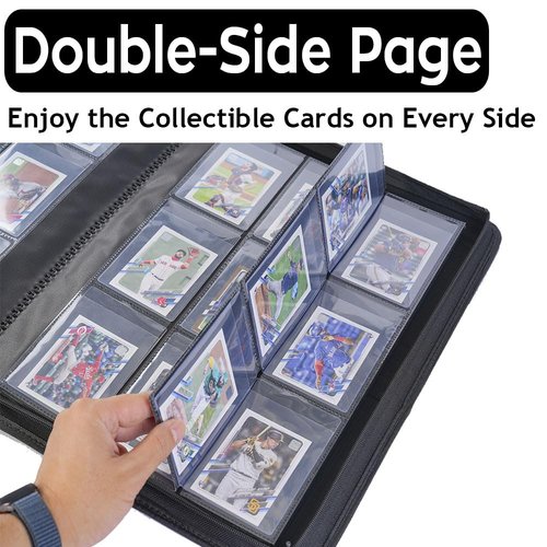 BOMIIPOR Semi Rigid Card Holder Binder, Premium Card Saver 1 Binder with Sleeves for Trading Cards & Sports Cards Storage - Holds 360 Semi Rigid Card Holders for Grading(Classic Red)