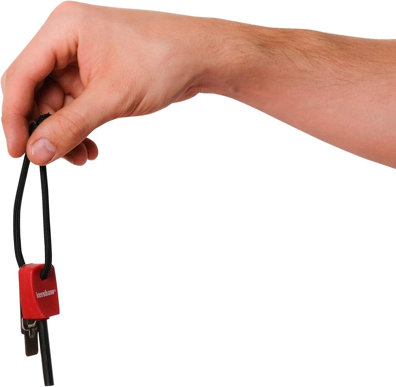 Kershaw Firestarter (1019X),3.1” High-Performance Magnesium Firesteel,Chrome-Plated Striker Steel,Up to 3000 Strikes,Waterproof,Easy to Operate,Red Molded Plastic Handle,Nylon Lanyard,1.1 OZ,Small
