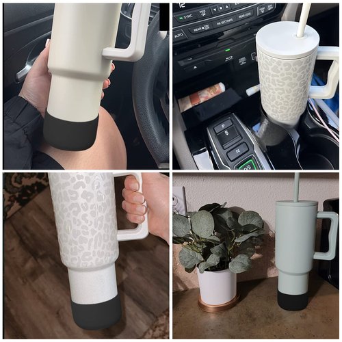 AIERSA 2Pcs Silicone Suitable Boot for Simple Trek 40 oz Tumbler with Handle, Protective Water Bottle Bottom Sleeve Cover, Tumbler Accessories, Black