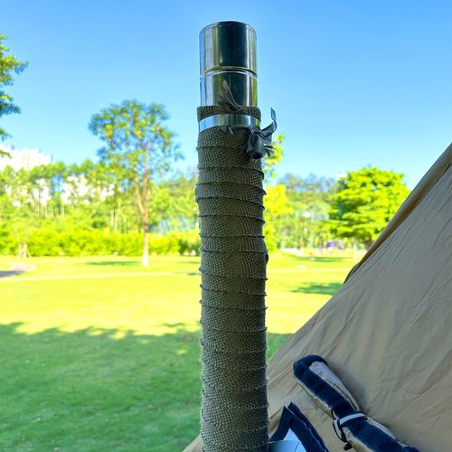TAISOCA Camping Stove Pipe Wrap Fireproof Chimney Webbing 32.8ft Anti-Scald Stove Pipe Wrap Fireproof Pipe Wrap Protector for Tent (32.8ft)