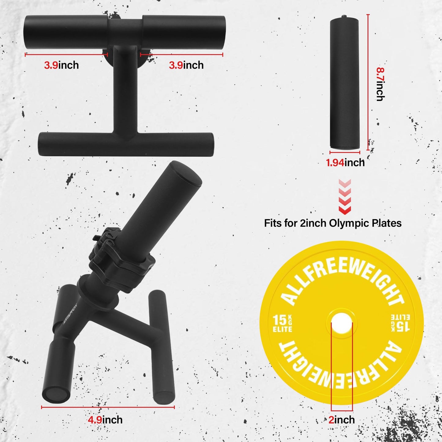 AHTAPFON Tib Bar,Tibialis Trainer, Tibia Dorsi Calf Machine Anterior Exercise Equipment for Strengthen Calves Shins Ankles Lower Leg Muscle, Fits 2" Olympic Weight Plates Home Gym Knees Over Toes