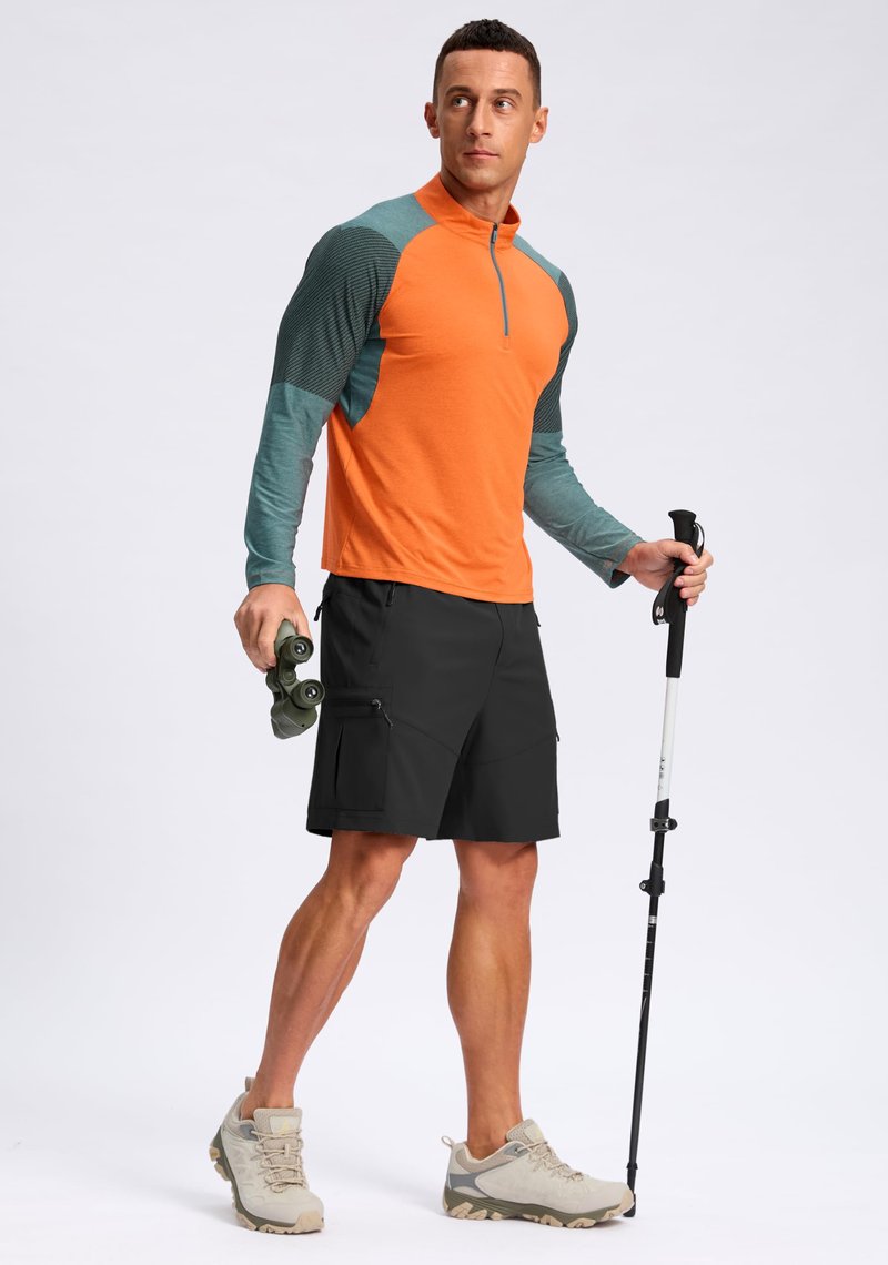 Pudolla Men's Hiking Cargo Shorts Lightweight 7" Travel Casual Shorts for Men Golf Work Outdoor with 5 Zipper Pockets(Black Small)