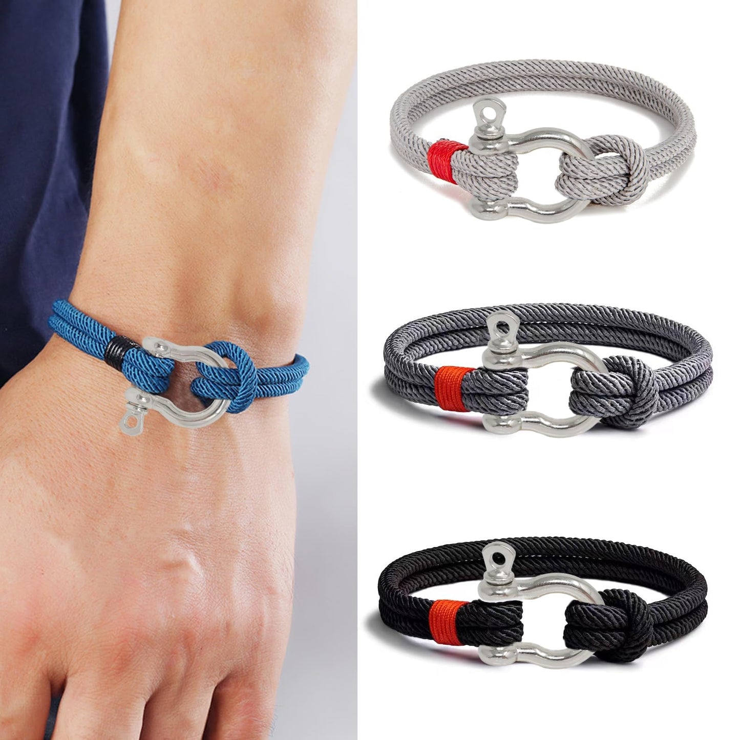 yueton 10PCS Paracord Bracelet Clips Zinc Alloy Bracelet Adjustable Clasp D Shackles Screw Pin for Hiking Travel Accessories