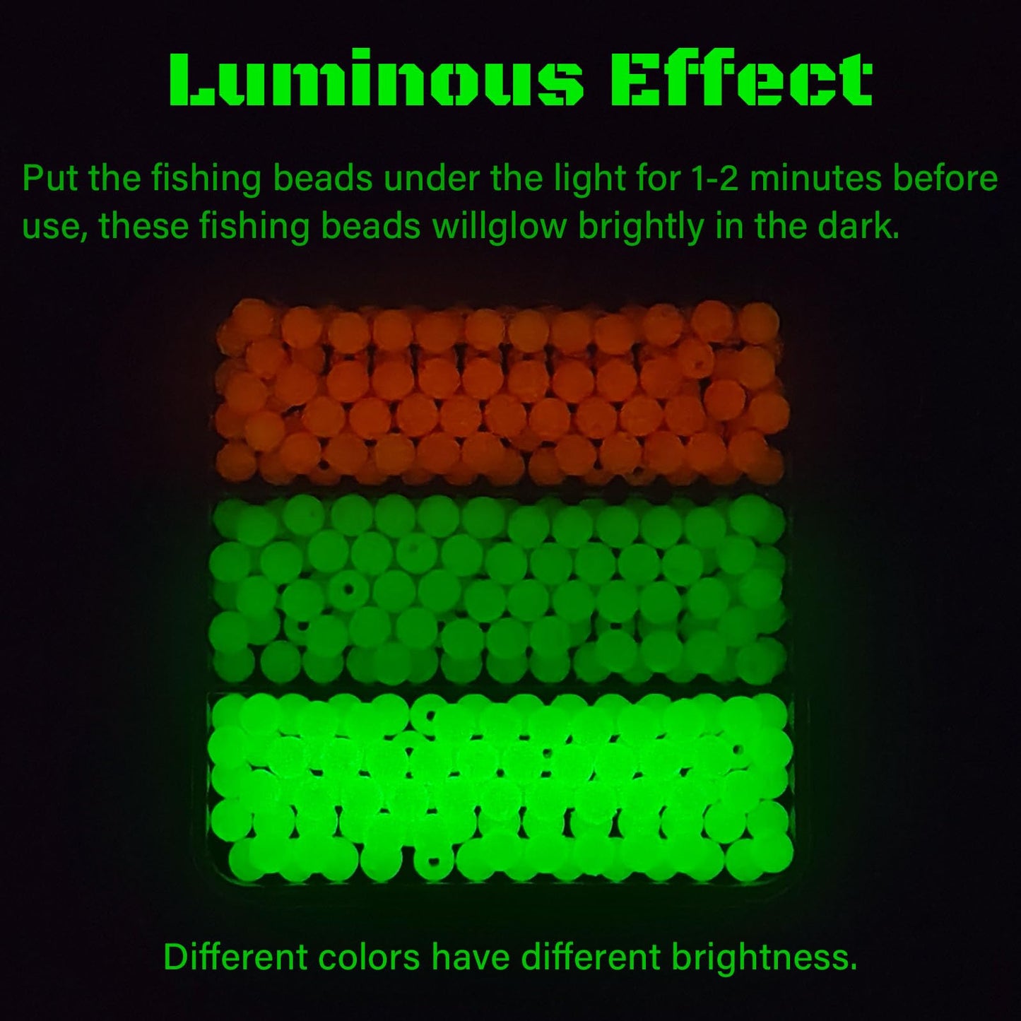 KJEIM Fishing Beads 6mm 8mm 10mm Glow in The Dark Bead Round Plastic Lure Rigging Catfish Rig Freshwater Saltwater for Fishing Rigs (8mm (300pcs))