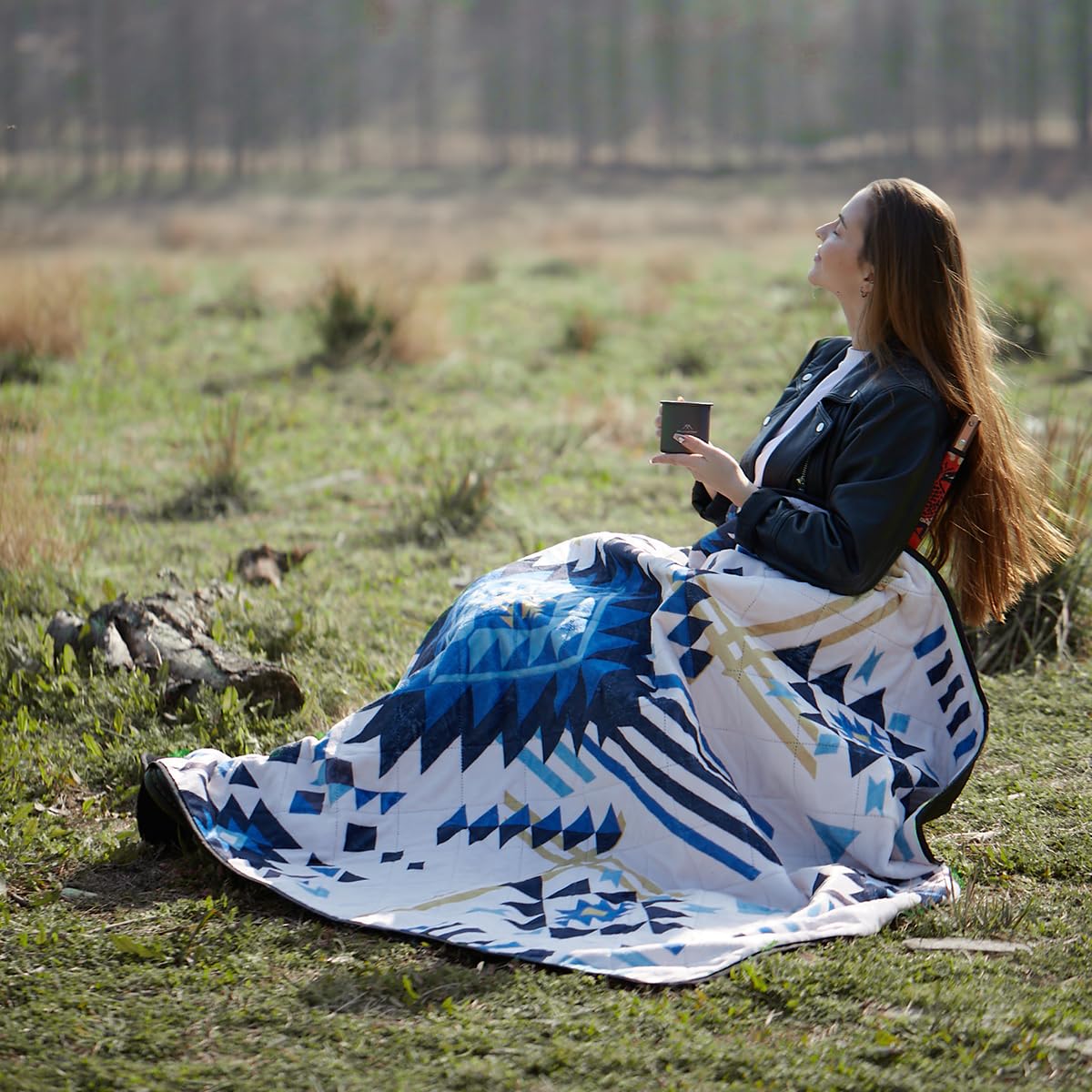 HORIMOTE HOME Outdoor Waterproof Camping Blanket, Extra Thick Flannel Fleece Warm for Cold Weather, Windproof Aztec Blankets Foldable for Stadium Picnic Dog Pet Car (Aztec)