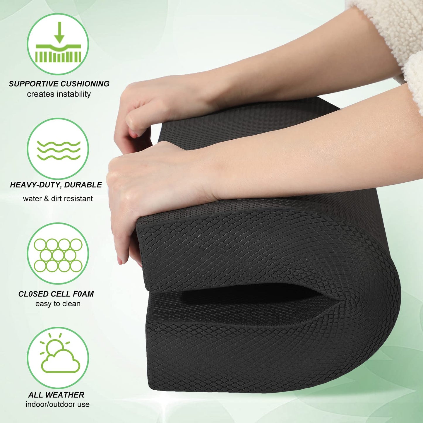 Hungdao 2 Pcs Balance Pad Thick Foam Yoga Core Training Exercise Pad for Adults Physical Therapy Fitness Stability Workout Knee Ankle Strength Training Home Work Floor(16 x 13 x 2 Inches,Black)