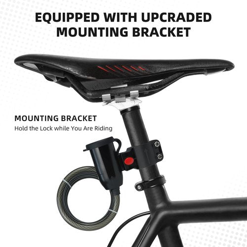 KENRONE Bike Lock,Keyless Anti-Theft Bicycle Cable Lock with 59 inches Waterproof Cable and Mounting Bracket (Combination)