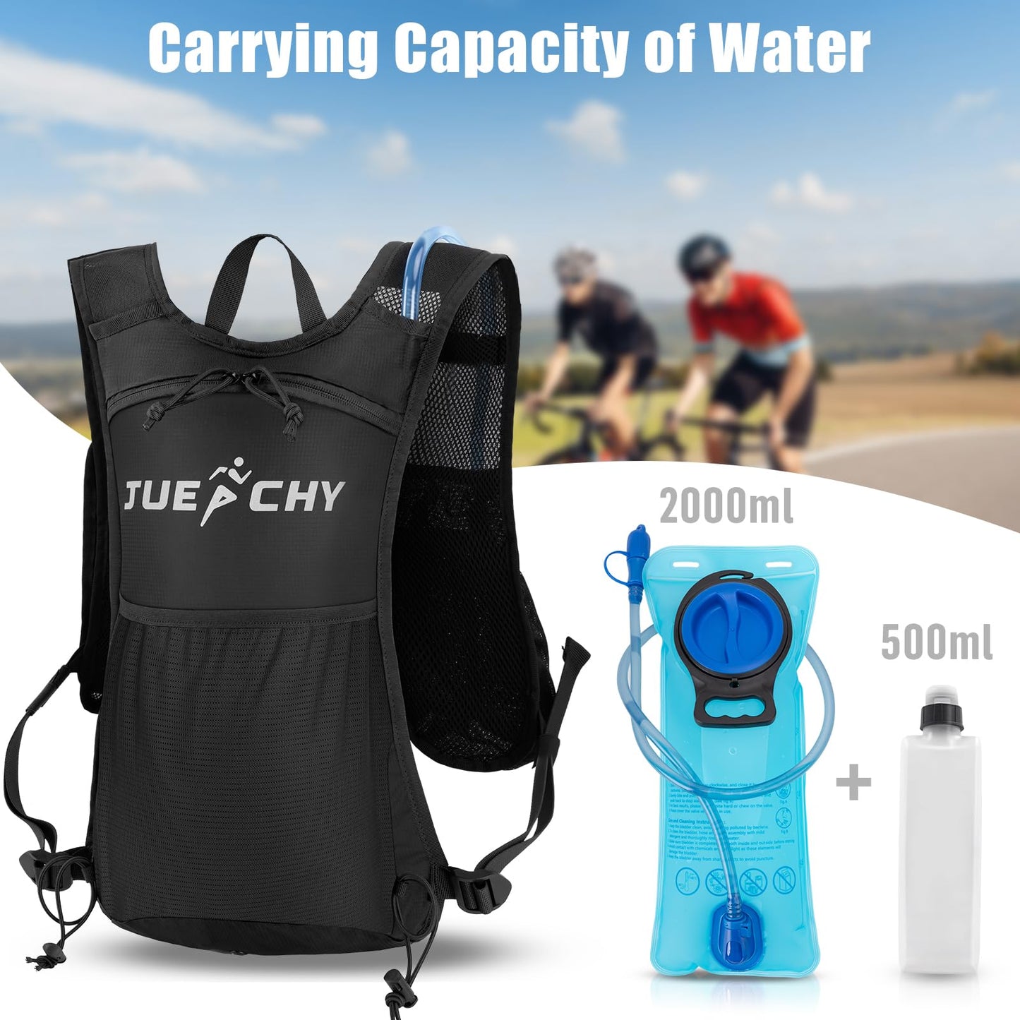 Jueachy Running Vest Lightweight for Men: Hydration Backpack with 2L Water Bladder - Waterproof Phone Pouch for Hiking