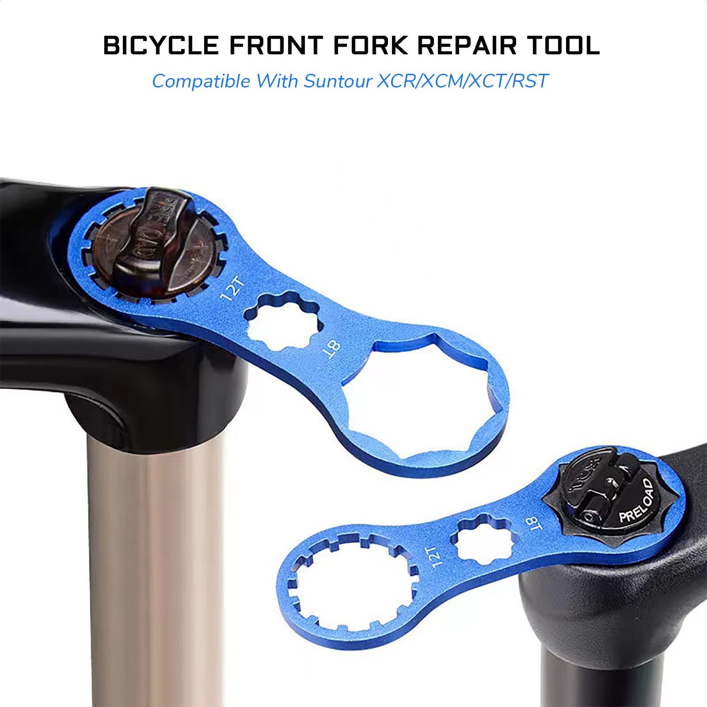KIEVODE Bike Front Fork Repair Tool for SR Suntour XCR/XCM/XCT/RST Suspension Forks Cap Removal and Installation Wrench Spanner for Mountain Road Bicycle MTB