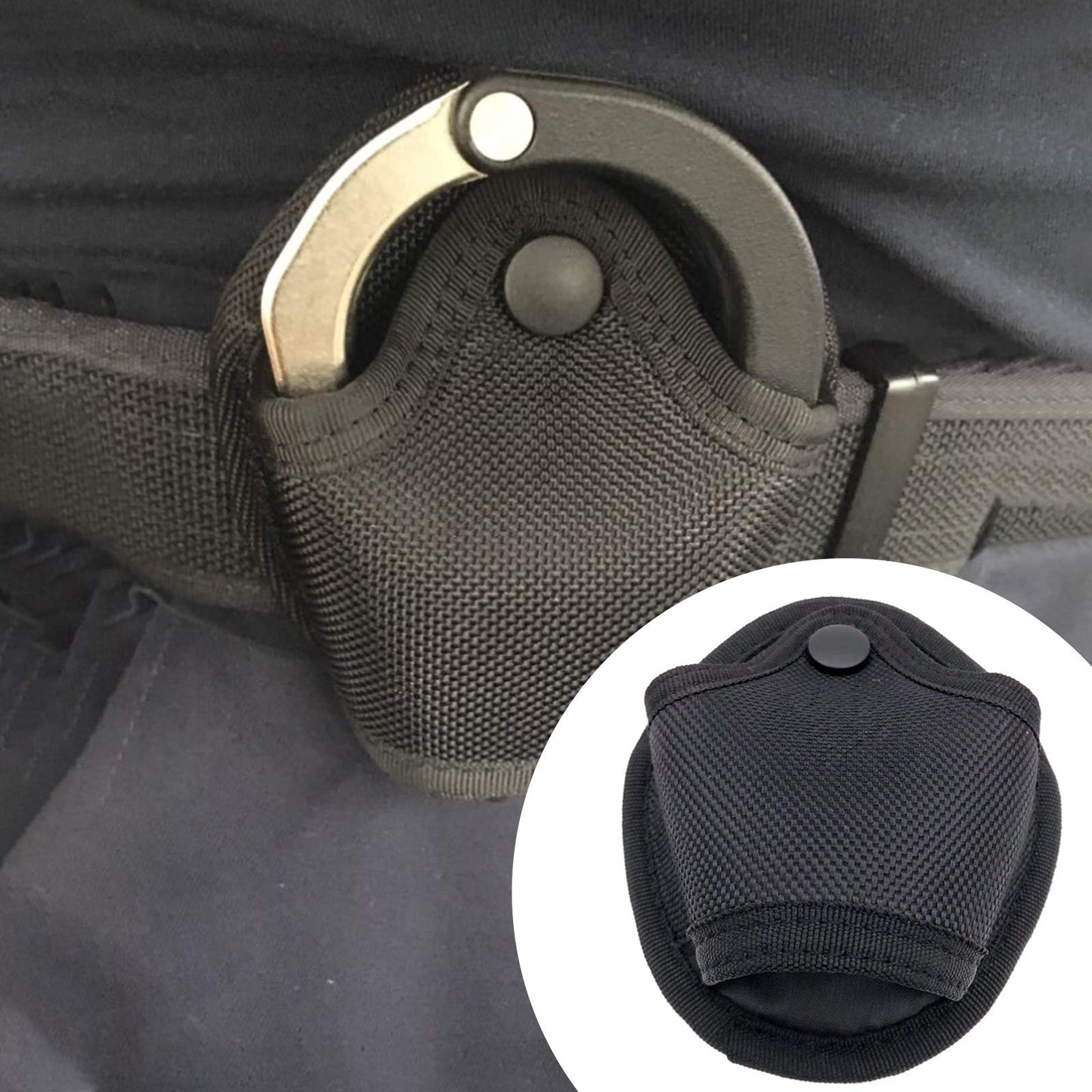 2 Pcs Handcuff Holster, Law Enforcement Cuff Holder Hand Cuff Pouch, Handcuff Case Fit Asp Handcuff, Hinged Handcuff, Chain Handcuff, Compatible MOLLE/Various Work Belts (Open Top)