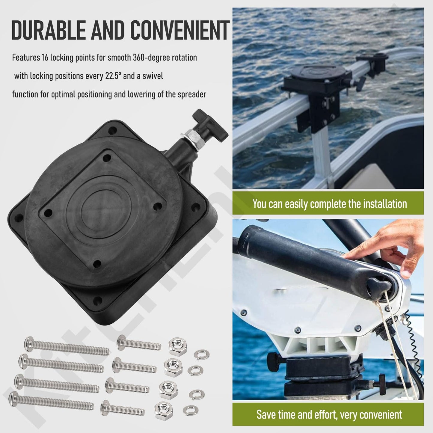 KitchenKipper 2207003 Low-Profile Swivel Mounting Base for C-annon Downrigger Magnum Series