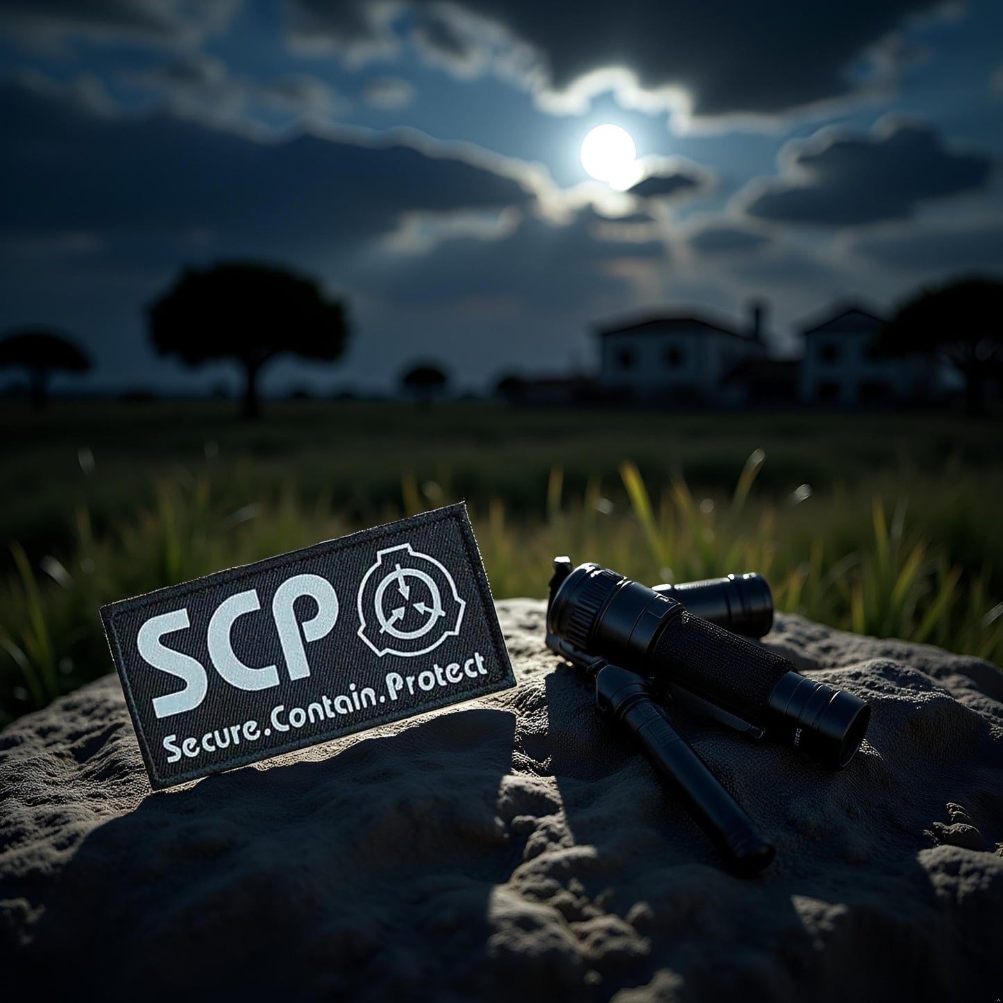 1Pc Black SCP Foundation Special Containment Procedures Foundation Logo Military Hook Loop Tactics Morale Luminous Patch Tactical Bag Accessories,Tactical and Personal Defense