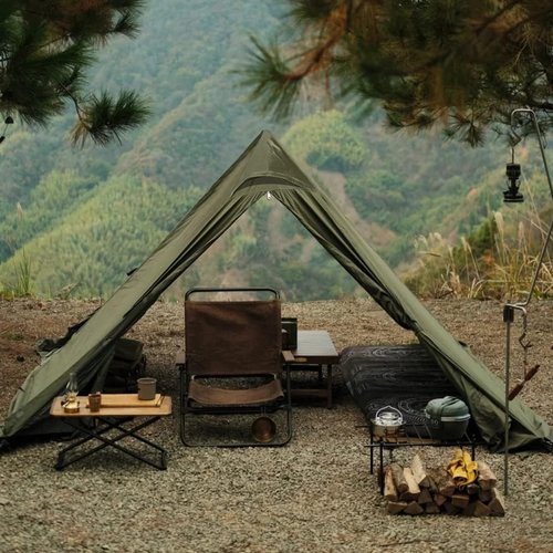 Top Lander 4 Season Compact Teepee Tent, 2-4 Person, Olive Green, Waterproof, Winter Camping, Hunting, Fishing