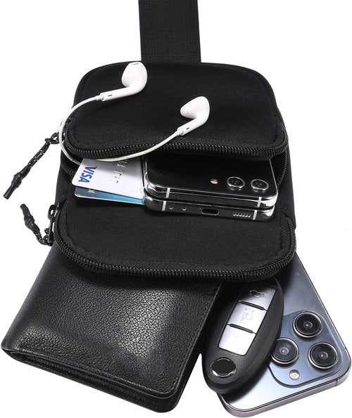 ZORSOME Unisex Outdoor Sling Bag, Small Crossbody Sling Backpack, Waterproof Neoprene Chest Bag for Hiking Traveling, Black