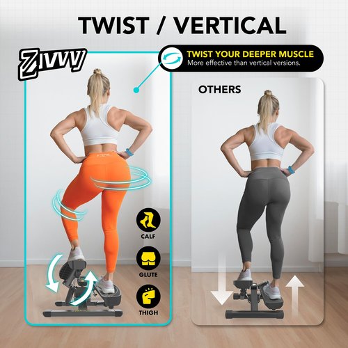 Mini Twist Stepper, Stepper Machine with 330LBS Weight Capacity, Mini Stair Stepper for Full Body Workout, Adjustable Step Height, Smooth and Quiet, Mini Stepper for Men Women