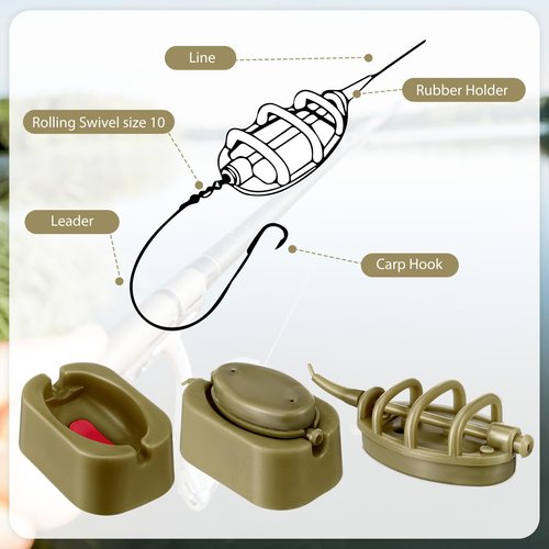 Blueweenly 16 Pcs Inline Method Feeder Set with 4 Release Moulds Carp Fishing Feeder Carp Fishing Equipment for Fishing Bait Fishing Tool Accessories