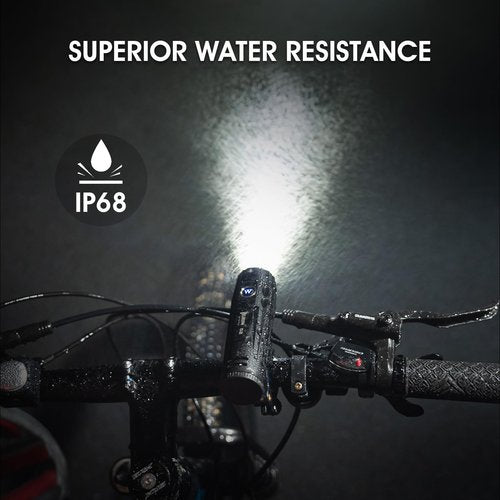 WUBEN B2 Rechargeable Bike Light with Taillight, 1300 High Lumen LED Bike Flash Lights Type-C Rechargeable, Bike Headlight with 6 Modes & IP68 Waterproof for Outdoor, Night Riding(high Endurance)
