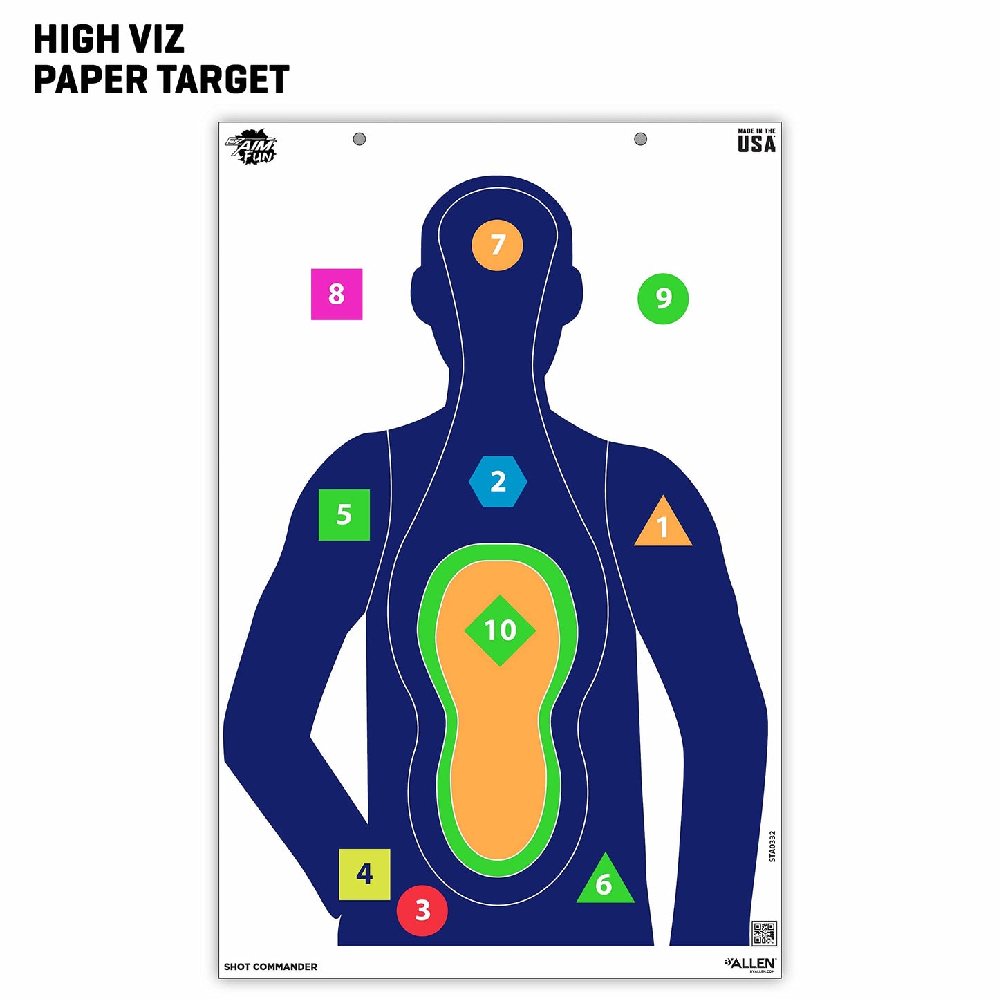 EZ Aim Fun Shot Commander Paper Shooting Targets, 23" W x 35" H, 3-Pack, Multi