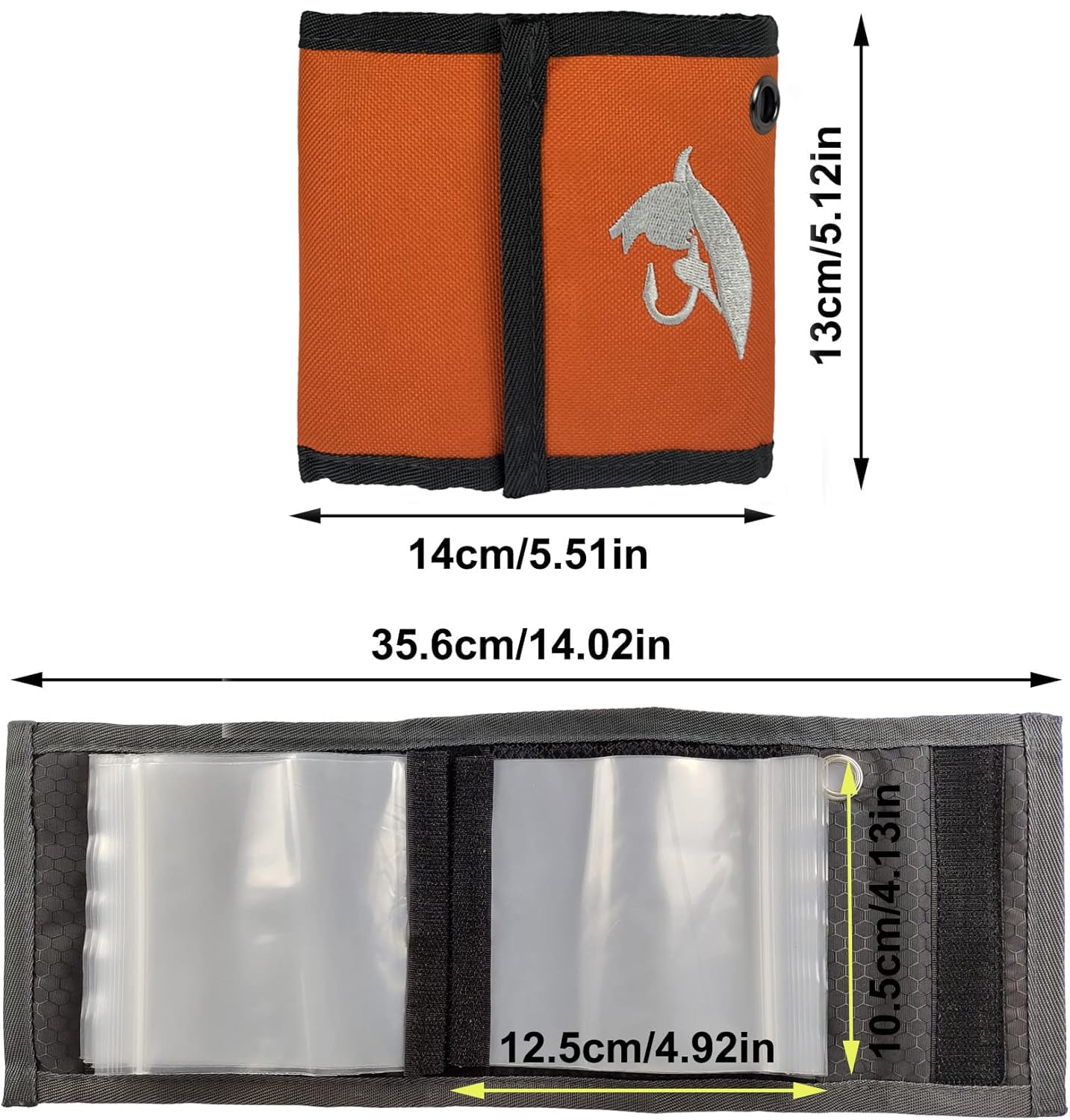 Aventik 10 Pocket Fishing Tackle Binder - Fly Fishing Leader Tippet Line Wallet Case - Great for Pre-Tied Carp and Catfish Rigs (2PACK - Orange+Blue)