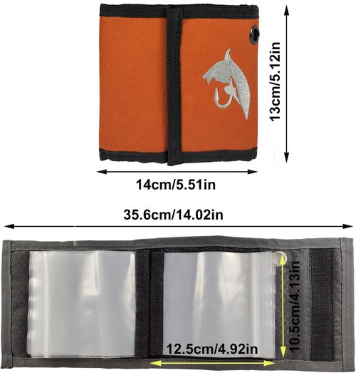 Aventik 10 Pocket Fishing Tackle Binder - Fly Fishing Leader Tippet Line Wallet Case - Great for Pre-Tied Carp and Catfish Rigs (2PACK - Orange+Blue)