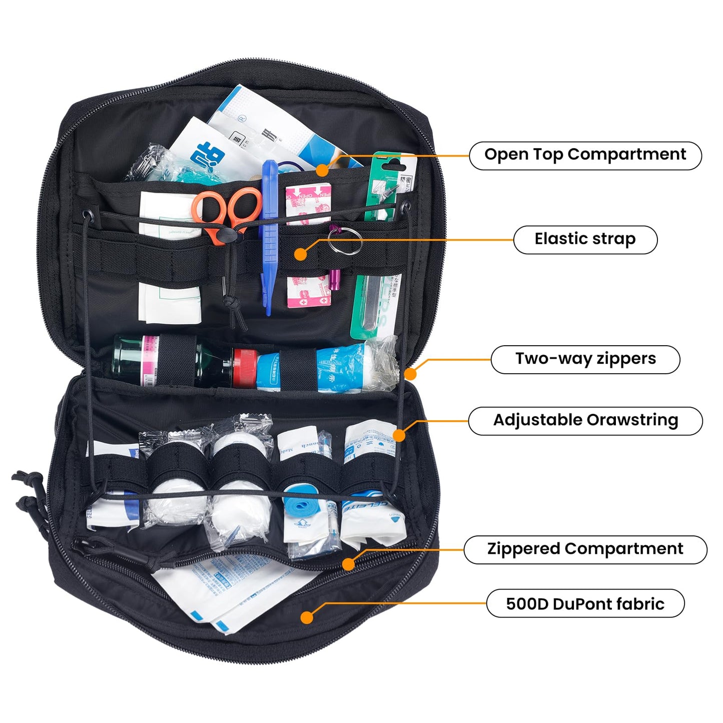 EXCELLENT ELITE SPANKER Tactical Molle Admin Pouch Utility Organizer EDC Medical Bag Utility EDC Tool Pouch with Shoulder Strap Attachment Pouches Waist Bag (Black)