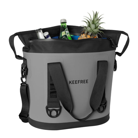KEEFREE Tote Cooler 20 Can Insulated Soft Cooler Bag Waterproof Handbag Shoulder Bag for Lunch Drink Beverage Picnic BBQ Beach Hiking Fishing Camping Travel (Grey)