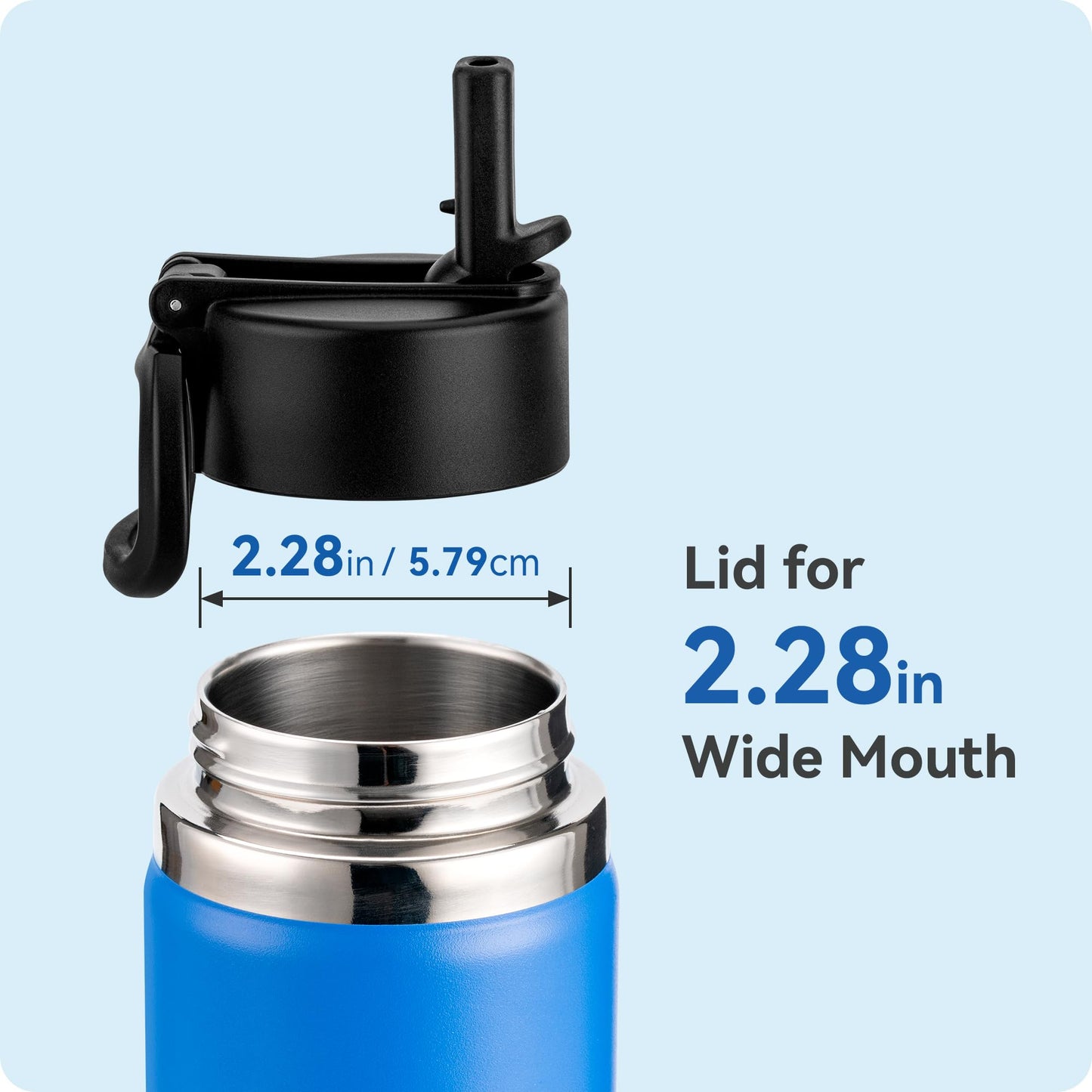 Prurex Straw Lid for Hydro Flask12 16 18 20 32 64 oz Wide Mouth Water Bottle, Replacement Lid with Straw for 2.28 "Wide Mouth Bottles, Water Bottle Accessories(1 Pack)