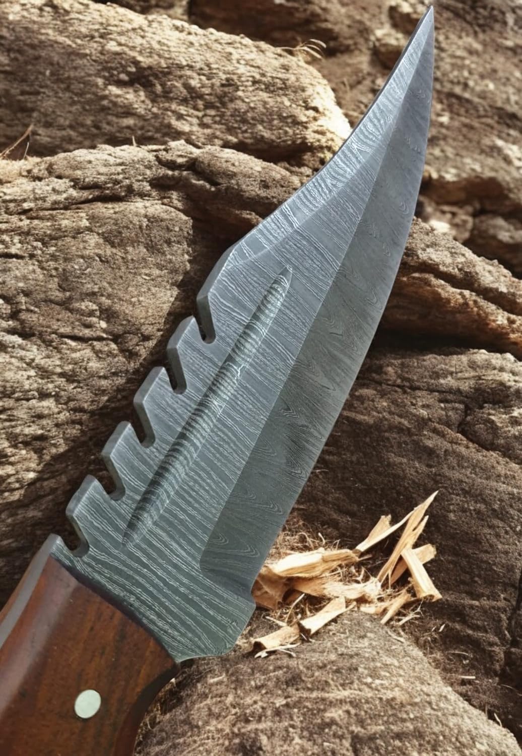 Poshland TR-1168 Custom Handmade Damascus Steel 10 Inches Tracker Knife - Perfect Grip Black Micarta Handle