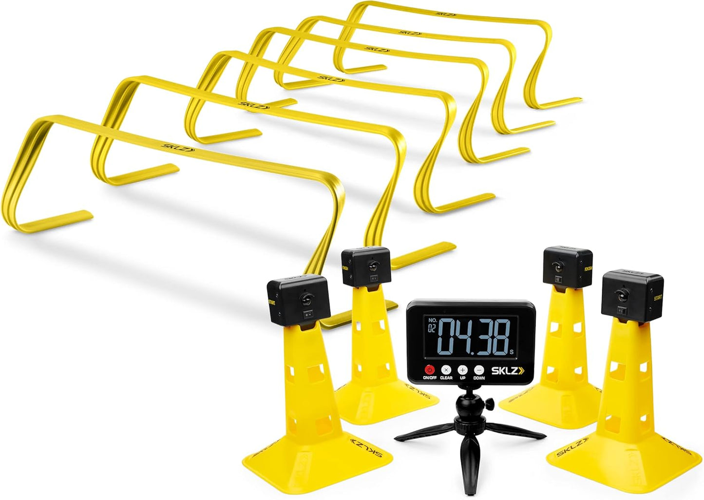 SKLZ 6X Ultra Durable Agility Hurdles - for Athletes of All Skill Levels,6pk of 6-in Tall Hurdles,Bright Yellow Color,Made of Durable, Composite Materials,Easy to Set up & Transport,Comes w/Carry Bag