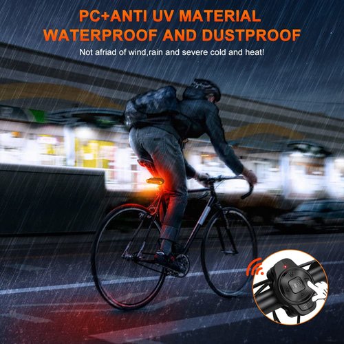 ONVIAN 2 Pack Smart Bike Tail Light with Turn Signals, Bike Alarm with Wireless Control Remote, USB Rechargeable Rear Bike Light, IP65 Waterproof Auto ON/Off Bicycle Lights for Night Riding
