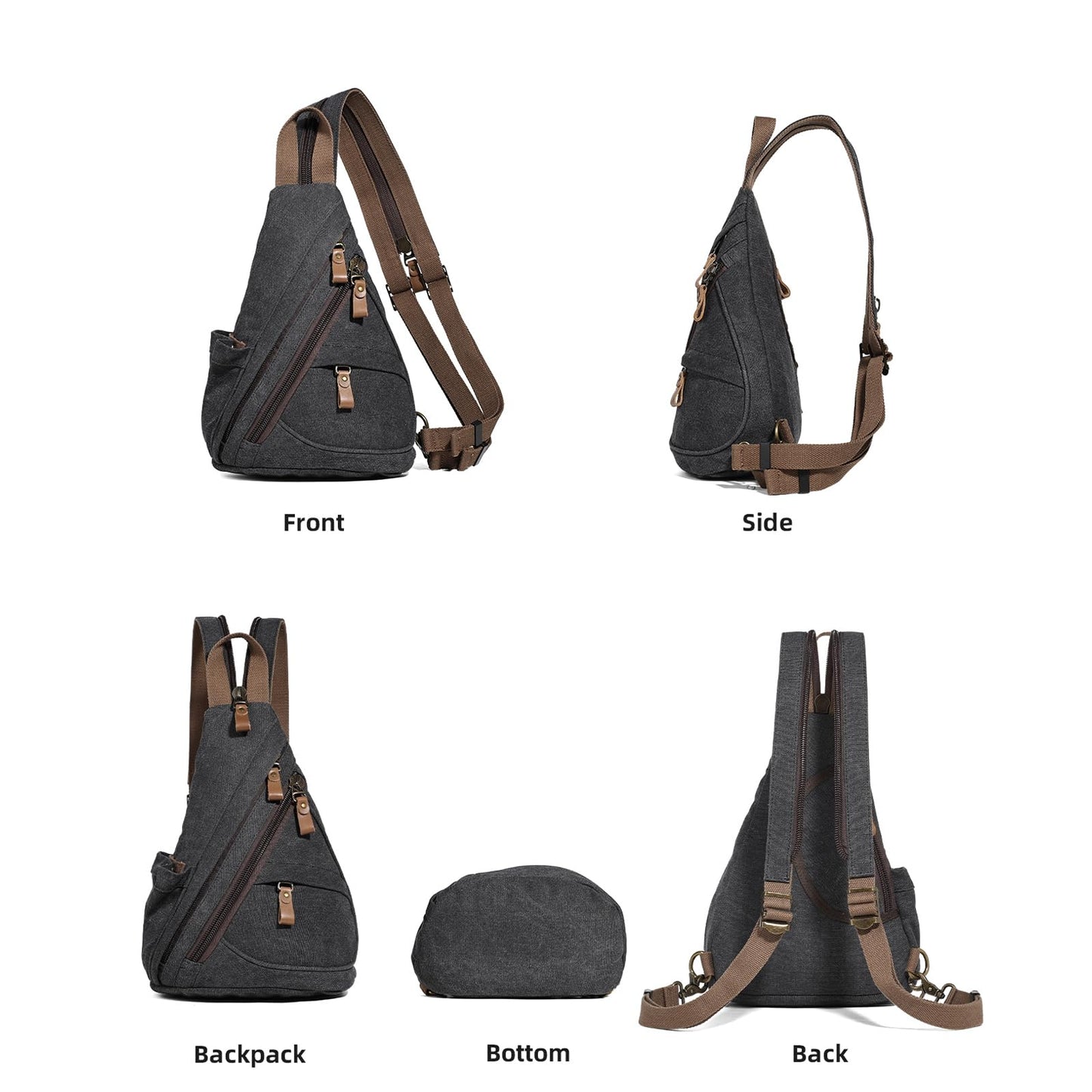 KL928 Canvas Sling Bag - Small Crossbody Backpack Shoulder Casual Daypack Rucksack for Men Women(Small Version)