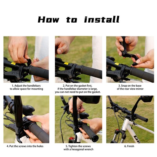 CLHMILY&Z Stainless Steel Lens Handlebar Bike Mirror Wider Angle Rotatable E-Bike Mountain Bike Mirror,Universal Rearview Mirrors,Safe Rearview Mirror, Bicycle Mirror, Cycle Mirror, Left