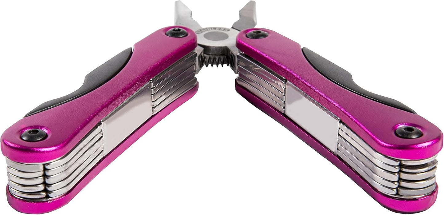 14-In-1 Multi-Tool, Pink | Aluminum Body with Versatile Stainless Steel Tools, Perfect for DIY, Home, Camping, Everyday Life