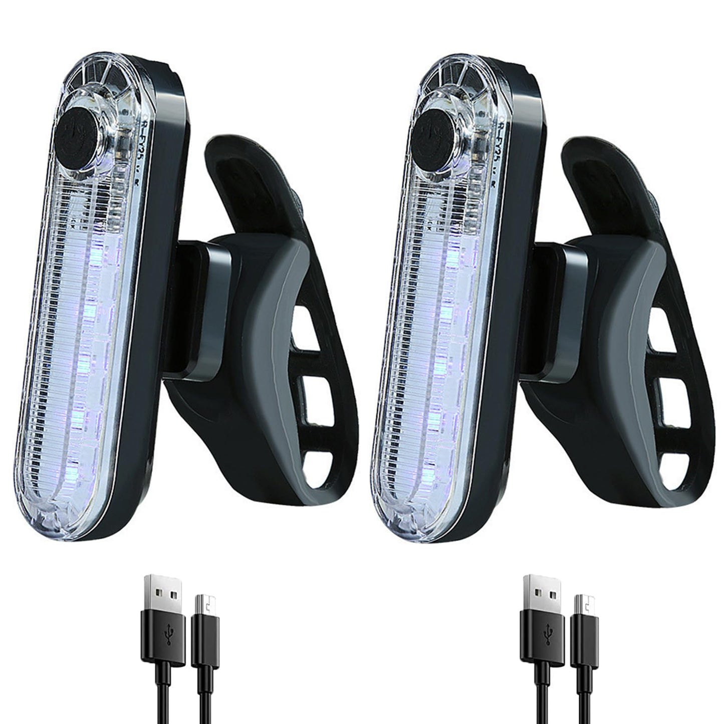 2 Pack USB Rechargeable LED Bike Tail Light Bicycle Rear Cycling Night Essential Reflector Seat Back Safety Lamp 4 Modes Waterproof Bright Warning Flash MTB Light for Men Women Kids (White)