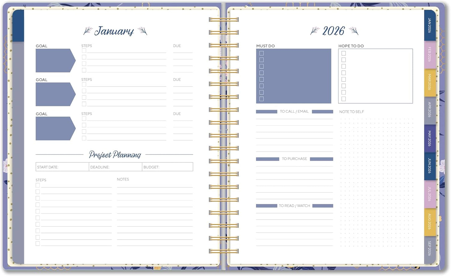 High Note Hardcover Academic Planner 2025-2026, Garden Bee, 9" x 10" 272 Pages, Daily Weekly Monthly Planner 2025-2026 August to December, Back to School Calendar Book for Teachers and Students