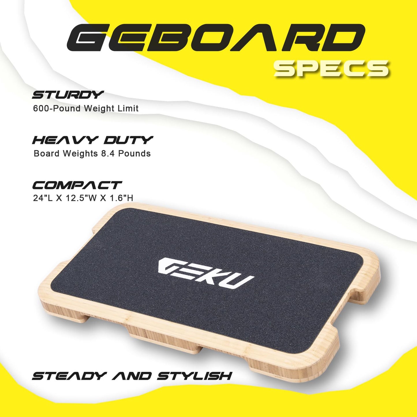 GEKU FIT Bamboo Fitness Board for Resistance Band Workouts - Eco-Friendly Exercise Platform with Non-Slip Surface for Strength Training, Stretching, and Full-Body Home Gym (Bamboo Fitness Board)