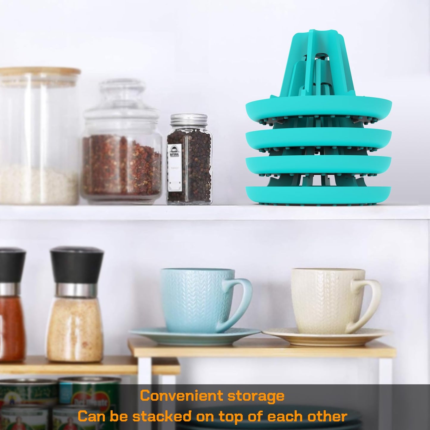 JIUBAR Bottle Drying Rack for Stanley Cup Accessories and Sports Water Bottle -Soft Silicone Material Air Convection Fast Does not Scratch Kitchen Accessories - Fits Caliber 1.65”-5” inches-4 Pack