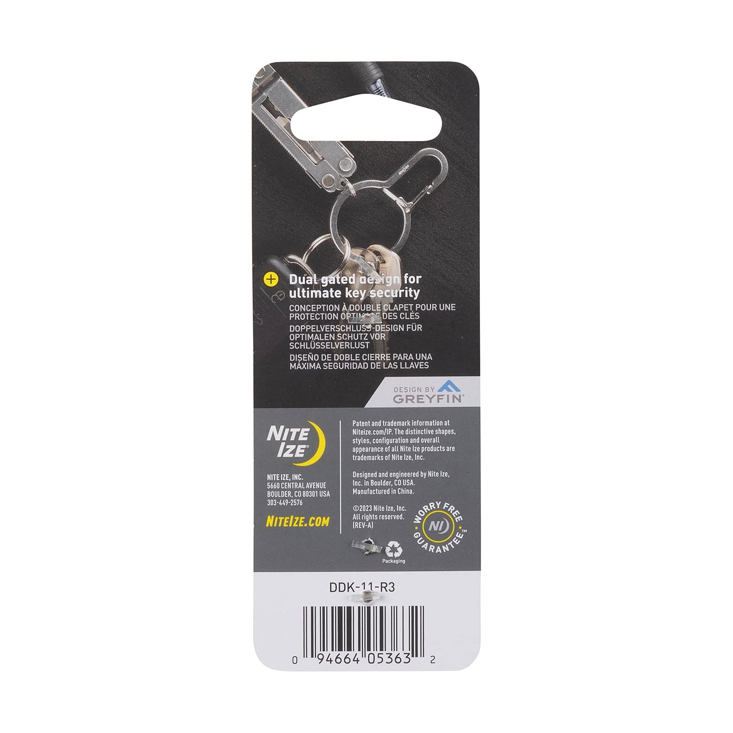 Nite Ize DualPass Dual Chamber Key Ring, Split Ring Keychain Alternative for Home Car Keys