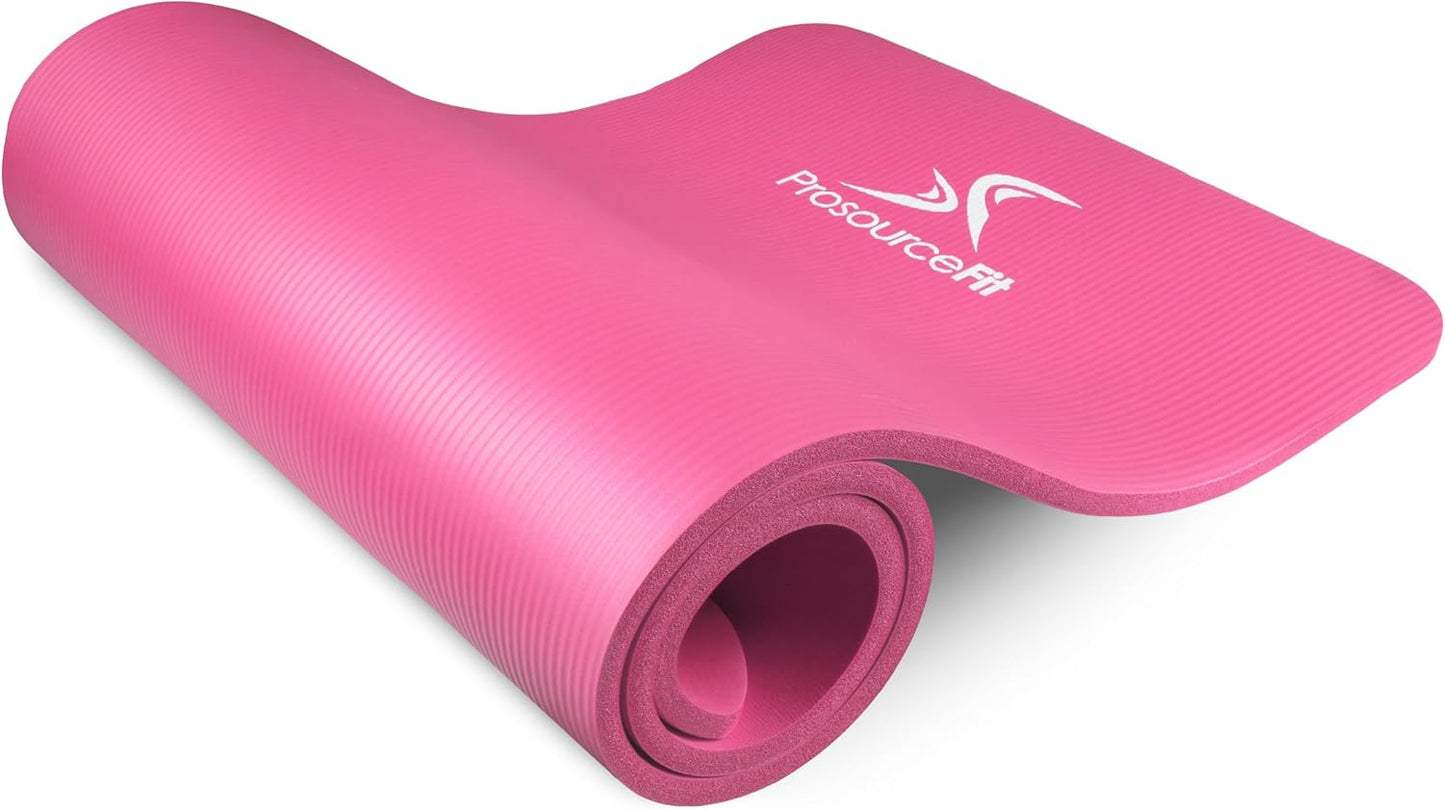ProsourceFit Extra Thick Yoga and Pilates Mat ½” (13mm), 71-inch Long High Density Exercise Mat with Comfort Foam and Carrying Strap