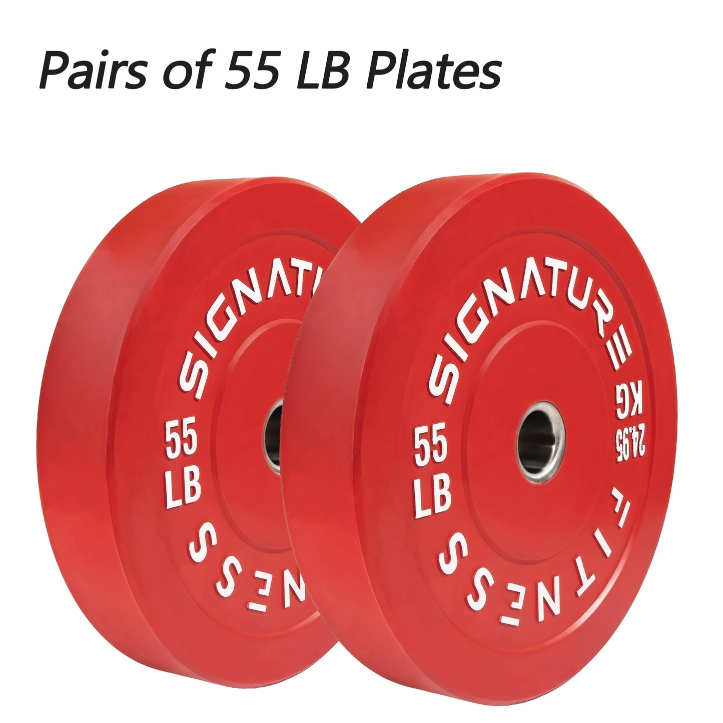 Signature Fitness 2" Olympic Bumper Plate Weight Plates with Steel Hub, 55LB Single, Colored