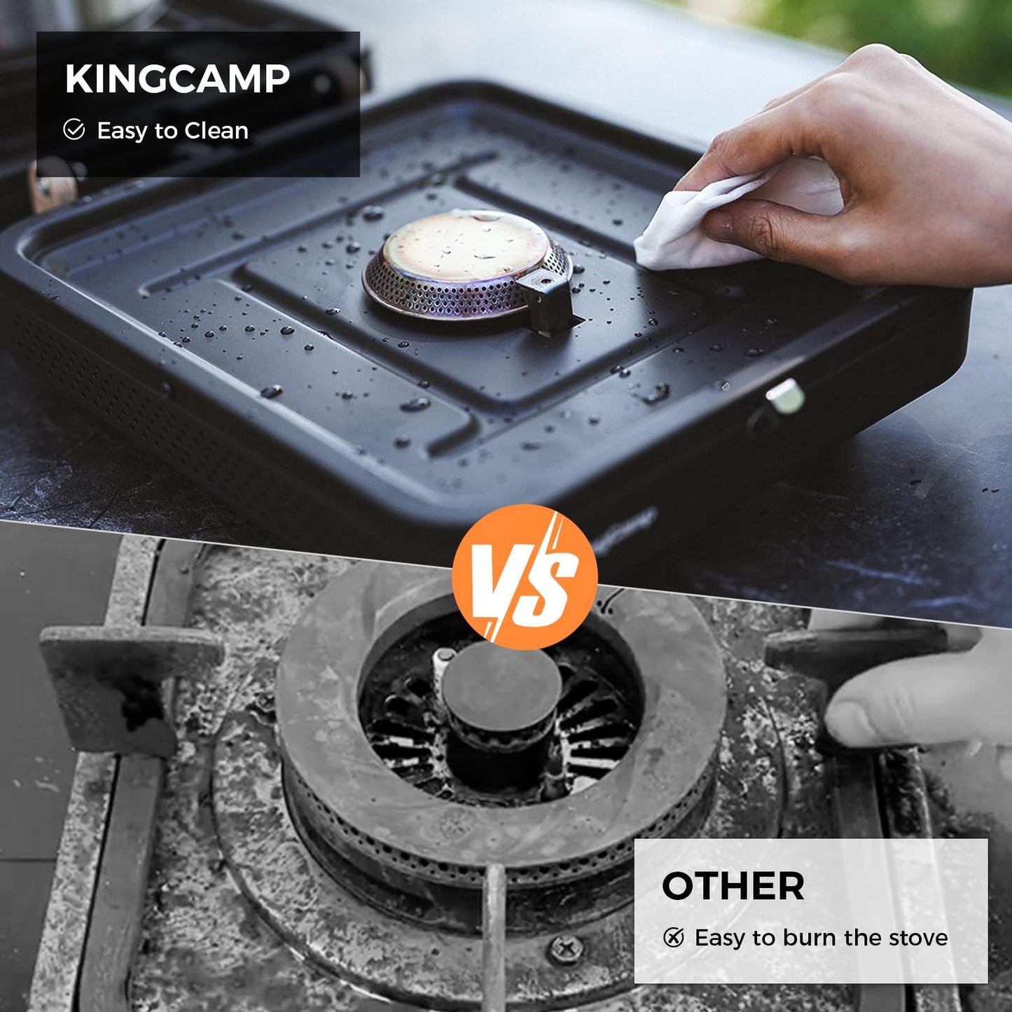 KingCamp 2 Burner Camping Stove,Portable Folding Stove with 20000 BTU,Backpacking Camp Stove for Outdoor Cooking,2 Adjustable Burners & Piezo Ignition for BBQ Hiking Backpacking Camping
