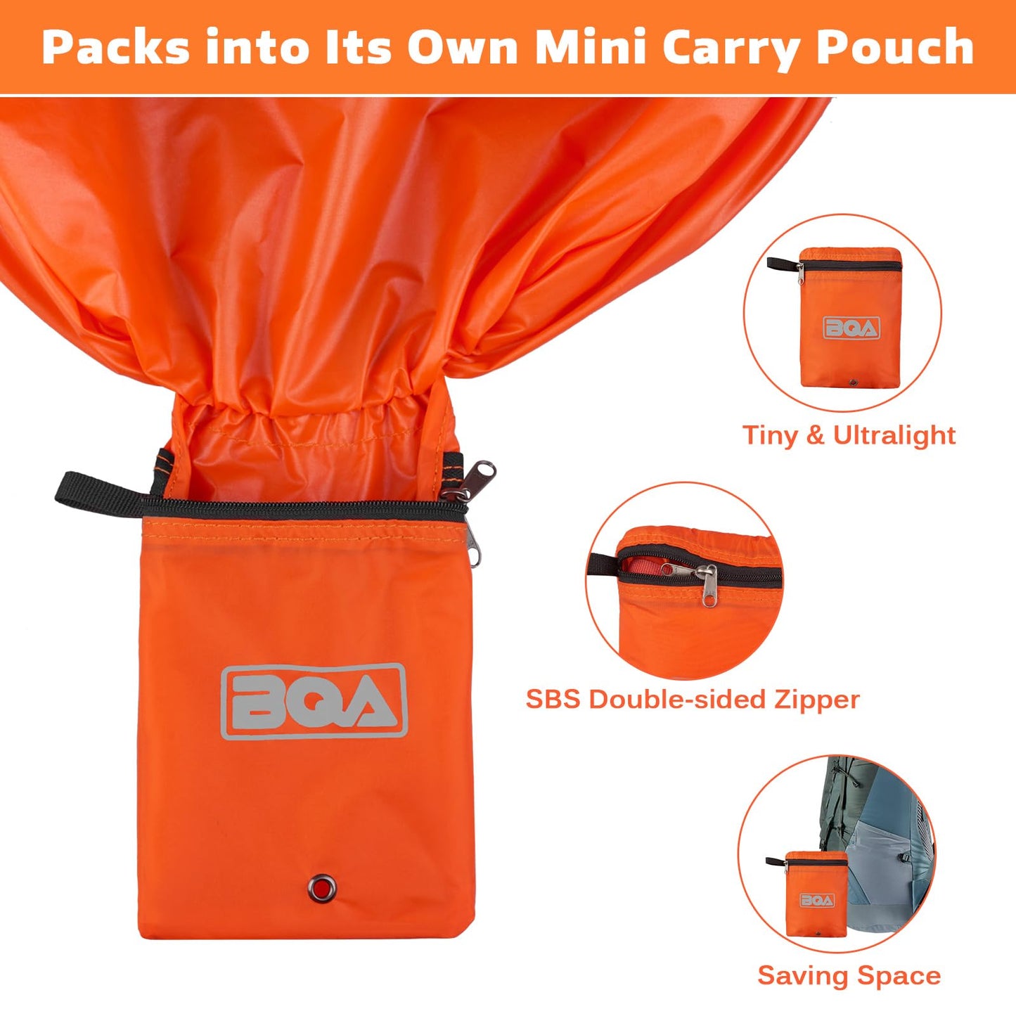 BQA Backpack Rain Cover Waterproof Rating 5000mm with Adjustable Anti Slip Buckle Strap Upgraded Coating Reinforced Inner Layer, Integrated Carry Pouch Design for (10-70L)