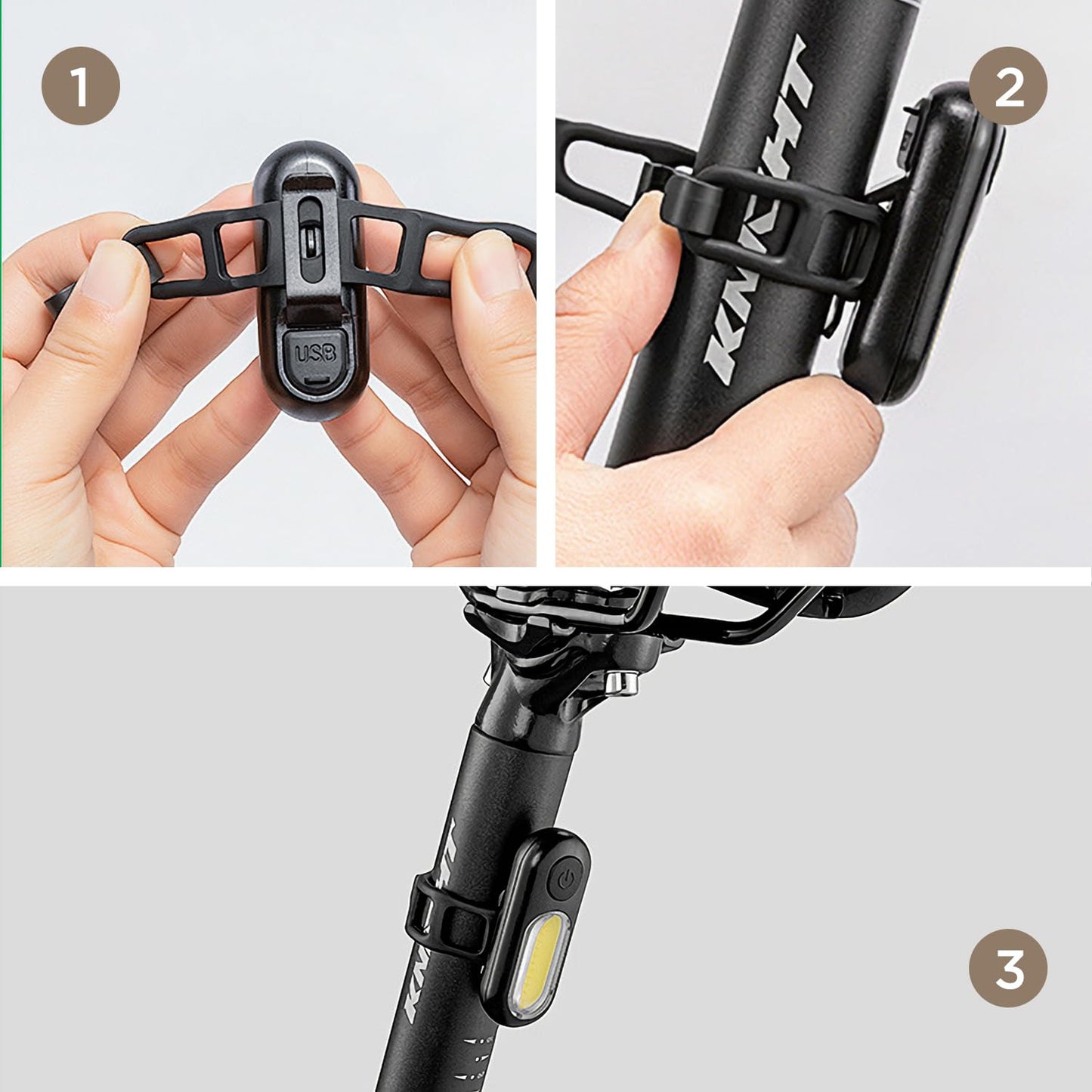 10PCS Bike Silicone Mount Band, Bicycle Light Fastening Straps, Universal Adjustable Bike Light Mount Bands (Black)